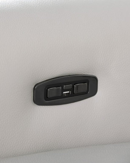 Light Gray Italian Leather Power Reclining U Shaped Twelve Piece Sectional With Console