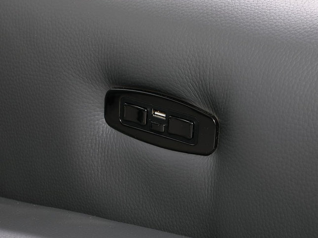 Dark Gray Italian Leather Power Reclining U Shaped Twelve Piece Sectional With Console