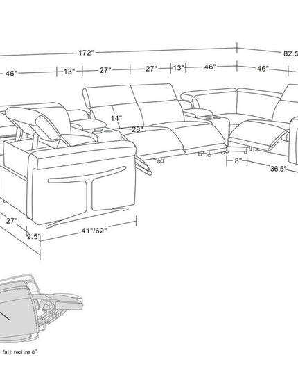 Camel Italian Leather Power Reclining U Shaped Eight Piece Sectional With Console