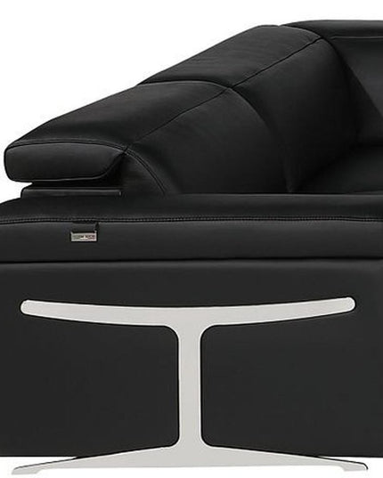 Black Italian Leather Power Reclining U Shaped Eight Piece Sectional With Console