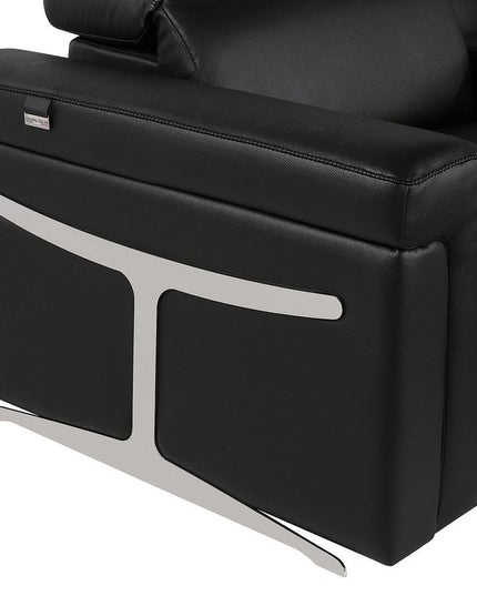 Black Italian Leather Power Reclining U Shaped Eight Piece Sectional With Console