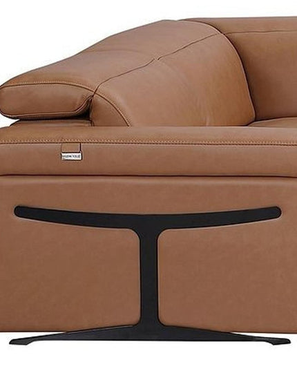 Chestnut Italian Leather Power Reclining U Shaped Eight Piece Sectional With Console