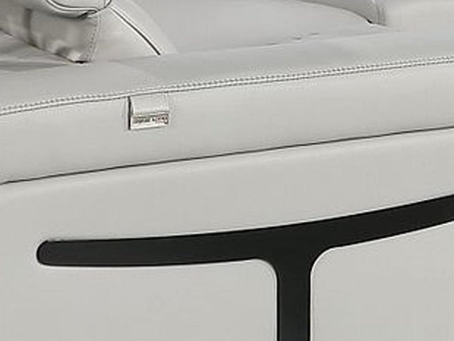 Light Gray Italian Leather Power Reclining U Shaped Eight Piece Corner Sectional With Console