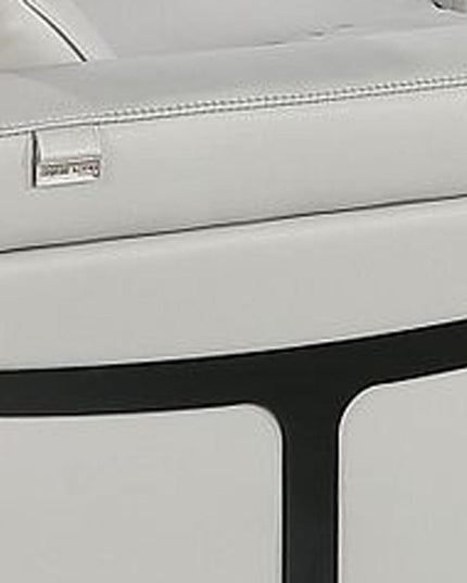 Light Gray Italian Leather Power Reclining U Shaped Eight Piece Corner Sectional With Console