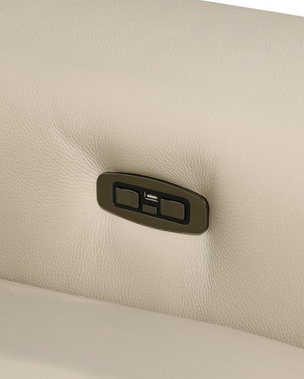 Beige Italian Leather Power Reclining U Shaped Eight Piece Corner Sectional With Console