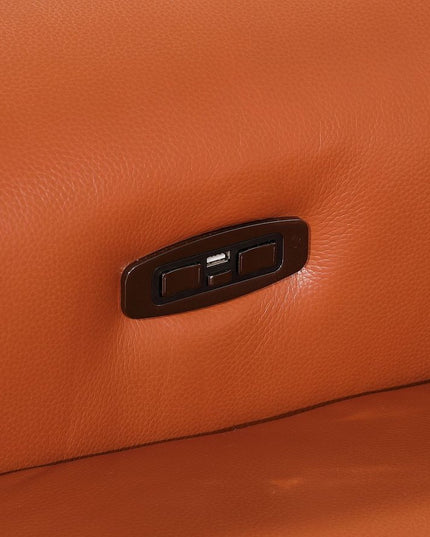 Camel Italian Leather Power Reclining U Shaped Eight Piece Corner Sectional With Console