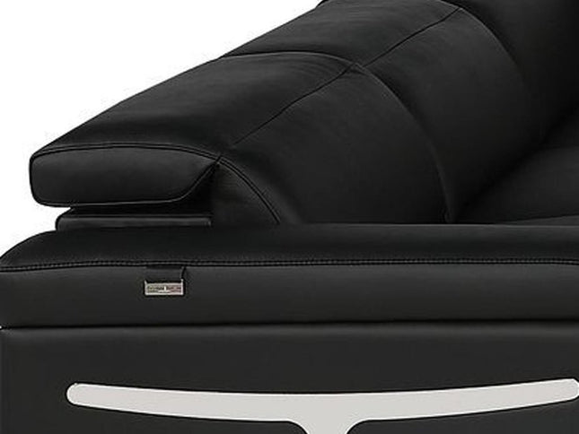 Black Italian Leather Power Reclining U Shaped Eight Piece Corner Sectional With Console