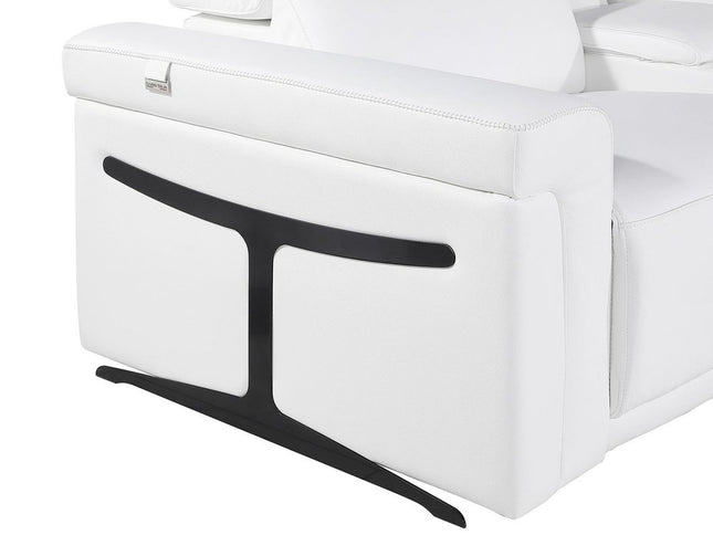 White Italian Leather Power Reclining U Shaped Ten Piece Corner Sectional With Console