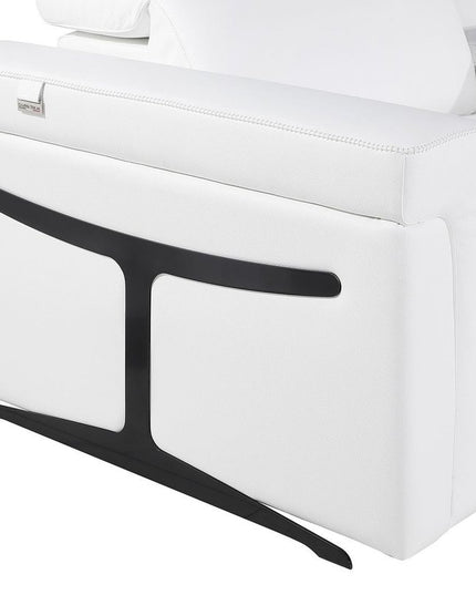 White Italian Leather Power Reclining U Shaped Ten Piece Corner Sectional With Console