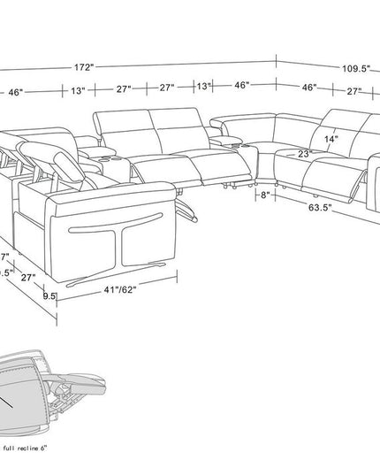 White Italian Leather Power Reclining U Shaped Ten Piece Corner Sectional With Console