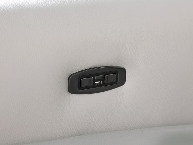 Light Gray Italian Leather Power Reclining U Shaped Ten Piece Corner Sectional With Console