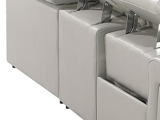 Light Gray Italian Leather Power Reclining U Shaped Ten Piece Corner Sectional With Console
