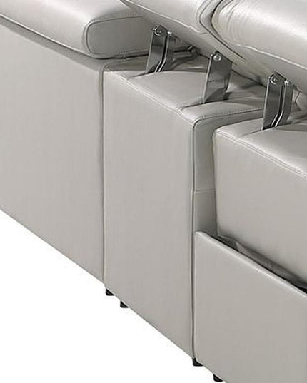 Light Gray Italian Leather Power Reclining U Shaped Ten Piece Corner Sectional With Console