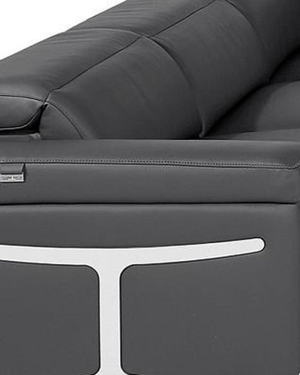 Dark Gray Italian Leather Power Reclining U Shaped Ten Piece Corner Sectional With Console