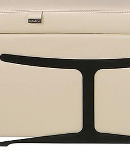 Beige Italian Leather Power Reclining U Shaped Ten Piece Corner Sectional With Console