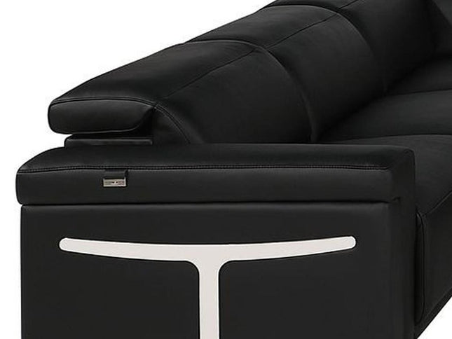 Black Italian Leather Power Reclining U Shaped Ten Piece Corner Sectional With Console