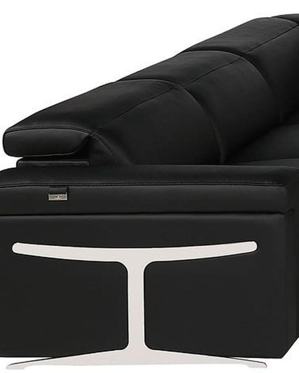 Black Italian Leather Power Reclining U Shaped Ten Piece Corner Sectional With Console