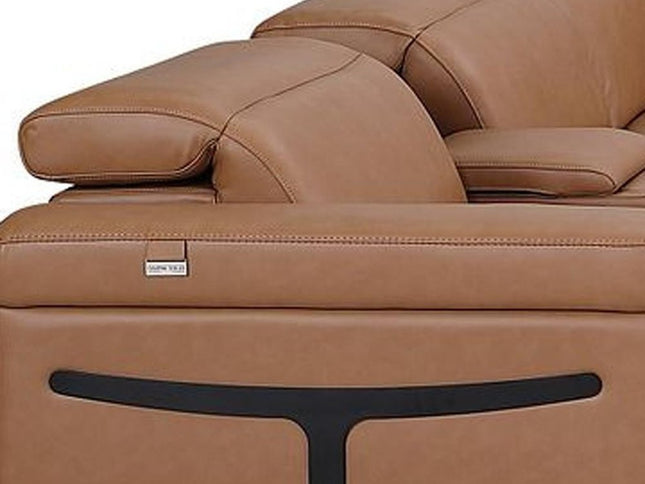 Chestnut Italian Leather Power Reclining U Shaped Ten Piece Corner Sectional With Console