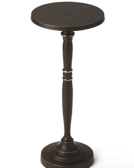22" Black Aluminum Round Drink Size Pedestal End Table