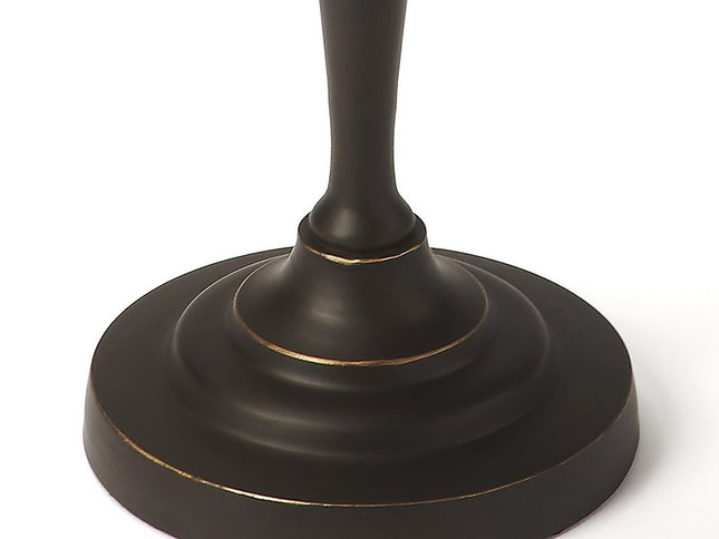 22" Black Aluminum Round Drink Size Pedestal End Table