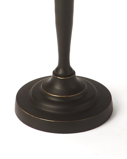 22" Black Aluminum Round Drink Size Pedestal End Table