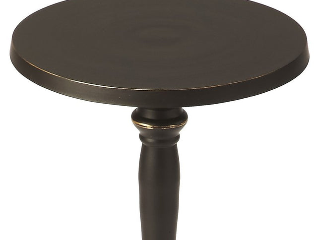 22" Black Aluminum Round Drink Size Pedestal End Table