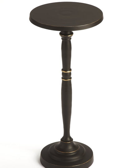 22" Black Aluminum Round Drink Size Pedestal End Table