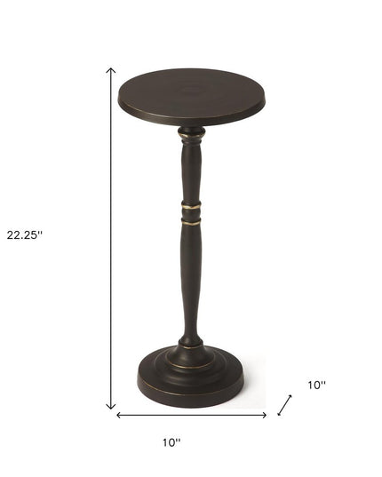 22" Black Aluminum Round Drink Size Pedestal End Table