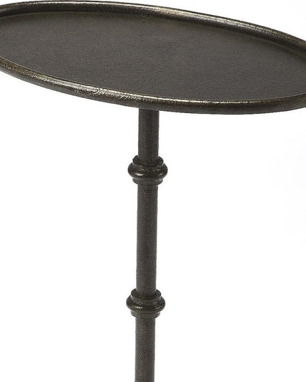 26" Gray Aluminum Oval Pedestal End Table