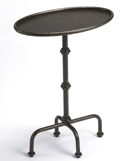 26" Gray Aluminum Oval Pedestal End Table