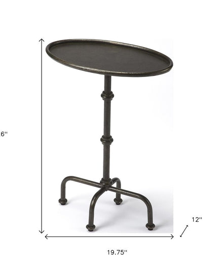 26" Gray Aluminum Oval Pedestal End Table
