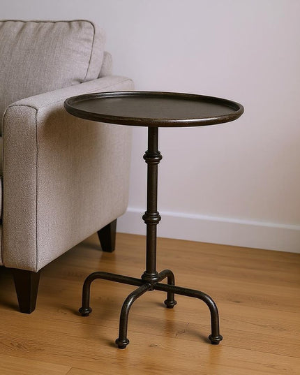 26" Gray Aluminum Oval Pedestal End Table