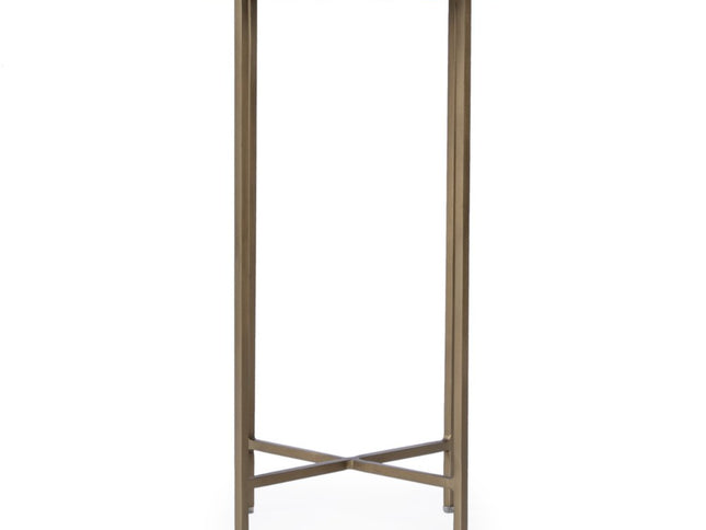 21" Green and Gold Marble and Iron Drink Size Square End Table