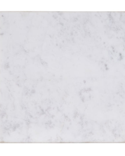 21" White and Gold Distressed Marble and Iron Square End Table