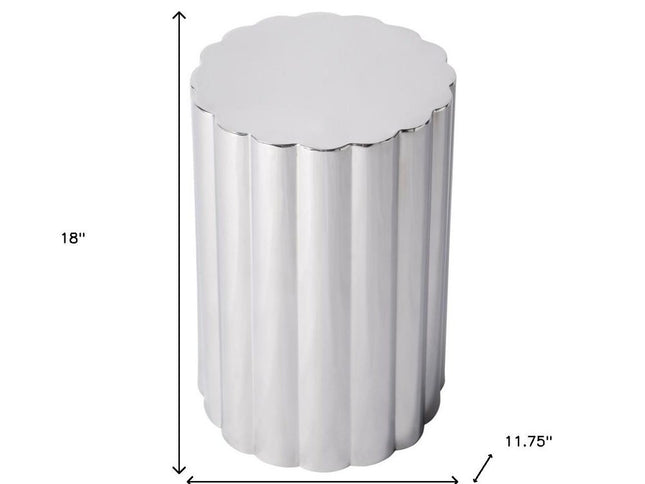 18" Silver Stainless Steel Block End Table