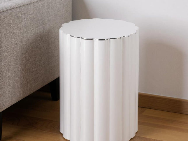 18" Silver Stainless Steel Block End Table