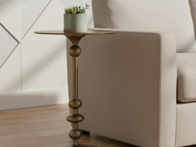 19" Bronze Aluminum Round Drink Size Pedestal End Table