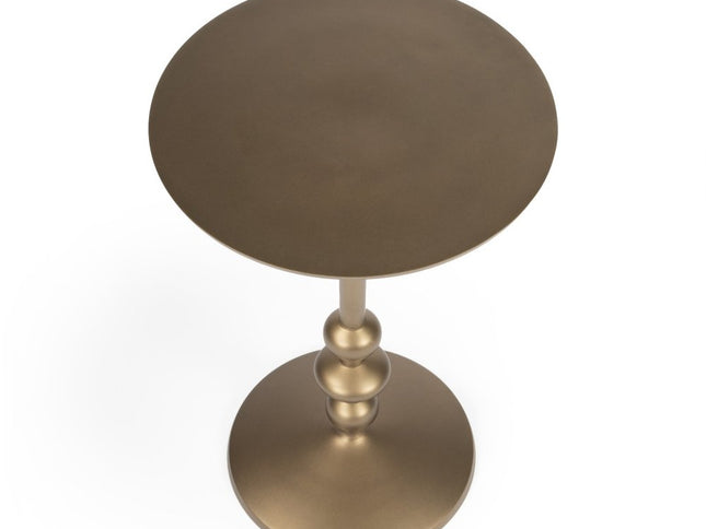 19" Bronze Aluminum Round Drink Size Pedestal End Table