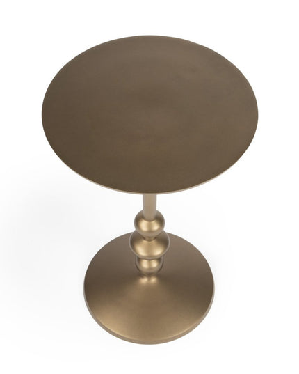 19" Bronze Aluminum Round Drink Size Pedestal End Table