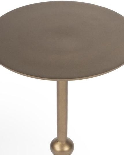19" Bronze Aluminum Round Drink Size Pedestal End Table