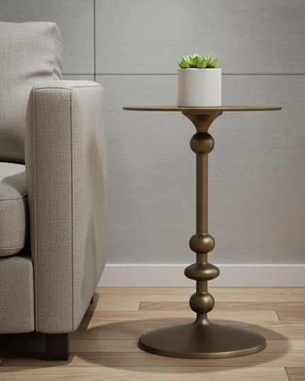 19" Bronze Aluminum Round Drink Size Pedestal End Table