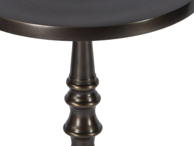 23" Bronze Metal Round Pedestal End Table
