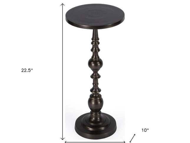 23" Bronze Metal Round Pedestal End Table
