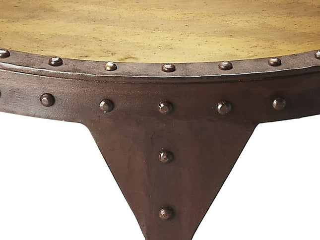 24" Copper and Bronze Metal Round Pedestal End Table
