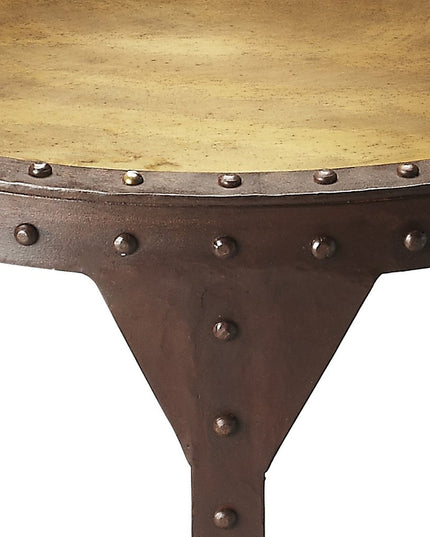 24" Copper and Bronze Metal Round Pedestal End Table