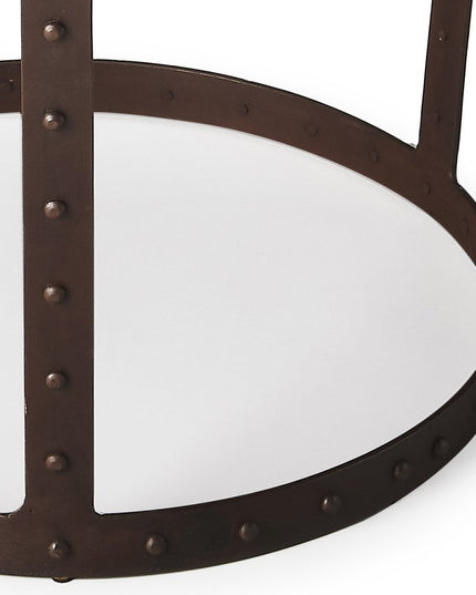 24" Copper and Bronze Metal Round Pedestal End Table