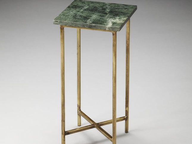 21" Green and Gold Marble Drink Size Square End Table