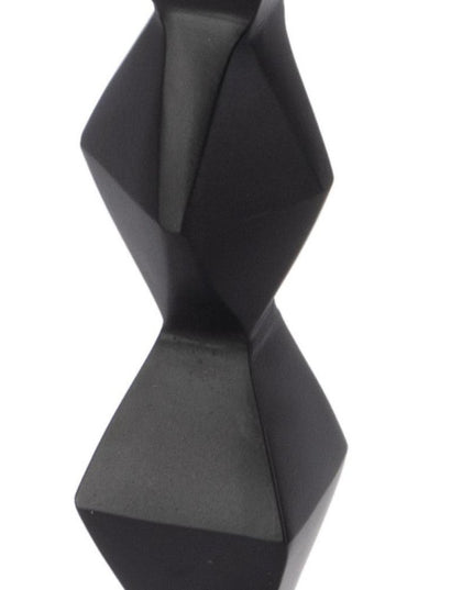 25" White and Black Marble and Aluminum Round Pedestal End Table