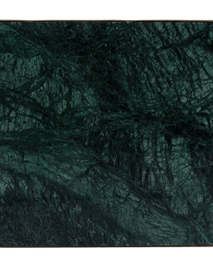 24" Green and Gold Marble and Iron Square End Table With Shelf