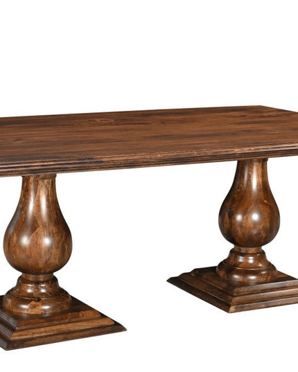 Seven Piece Brown Solid Wood Dining Set with Six Chairs